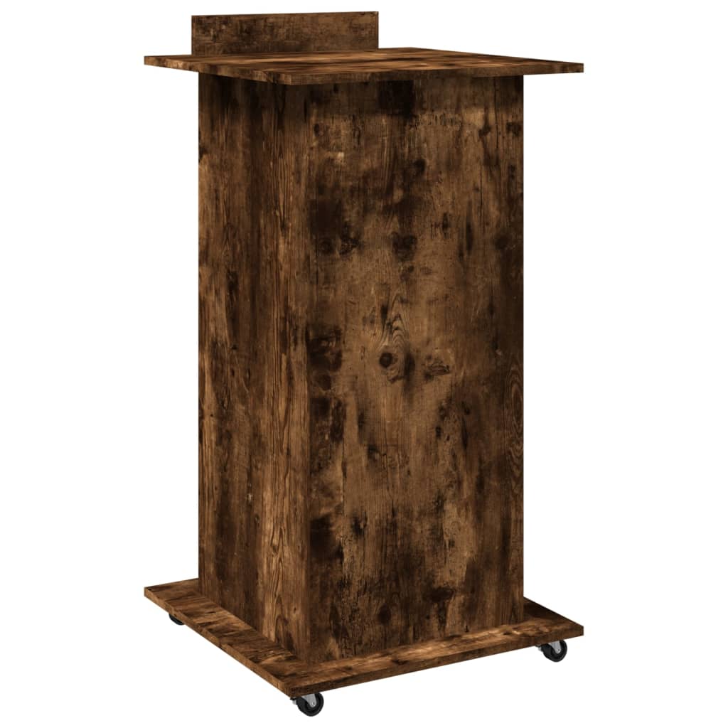 Lectern with Wheels & Drawer Smoked Oak 55x55x107 cm Engineered Wood